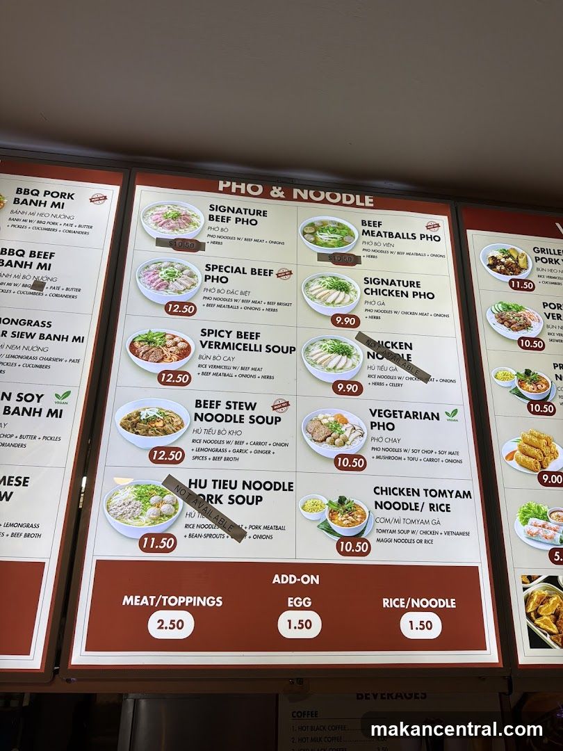 Pho & Noodle Menu