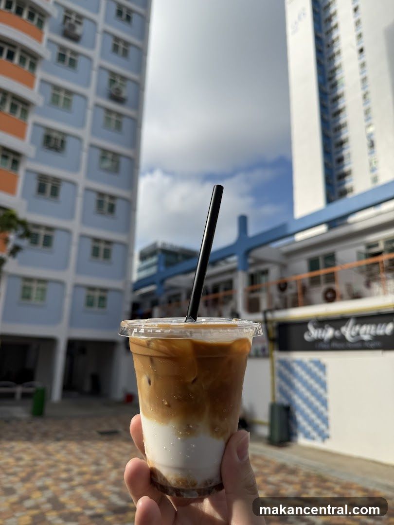 Iced Coffee with Building Background