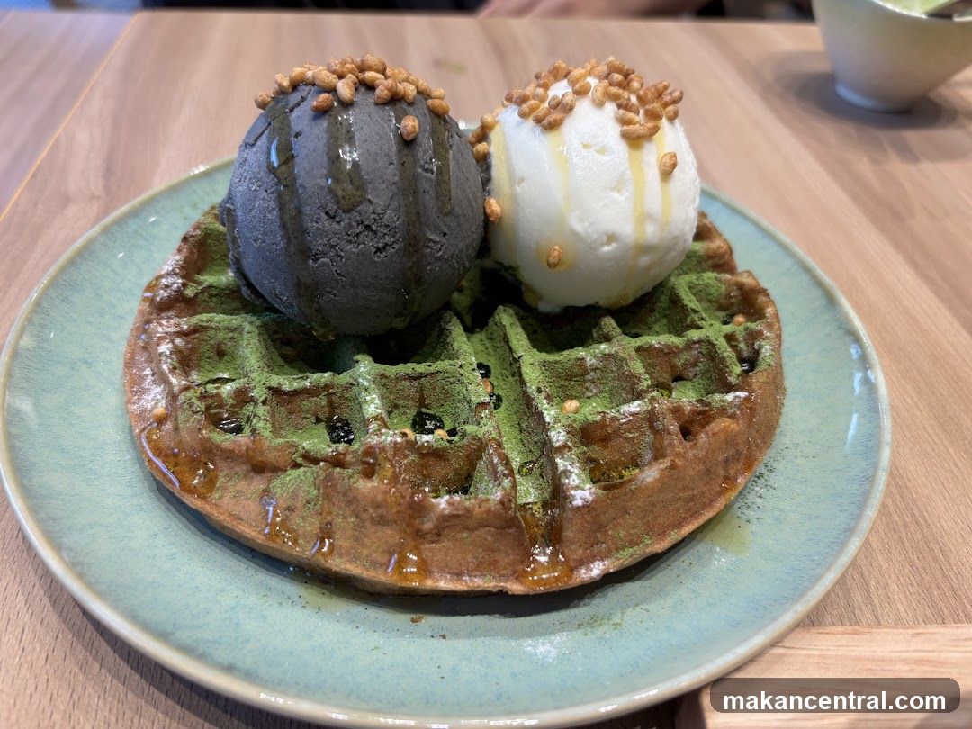 Matcha Waffle with Ice Cream