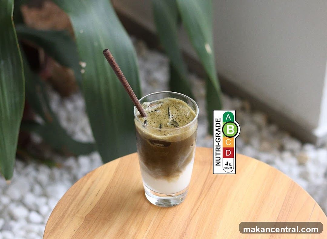 Iced Matcha Latte with Nutri-Grade Label
