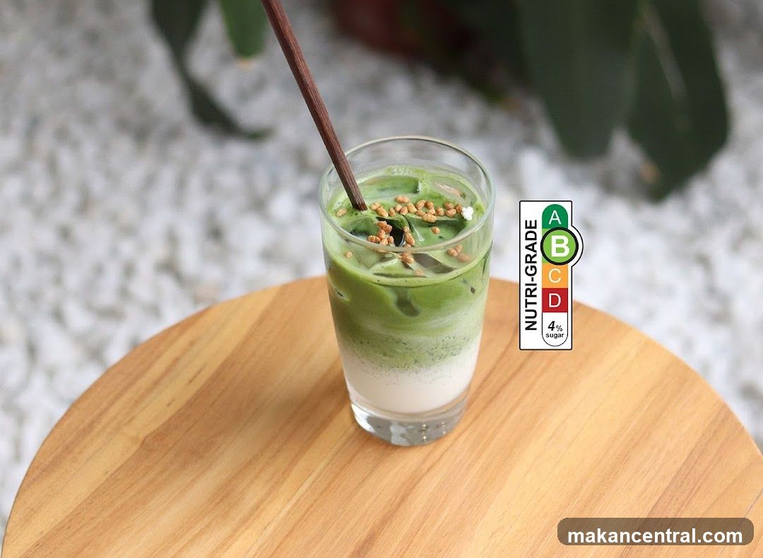 Iced Matcha Latte with Nutri-Grade Label