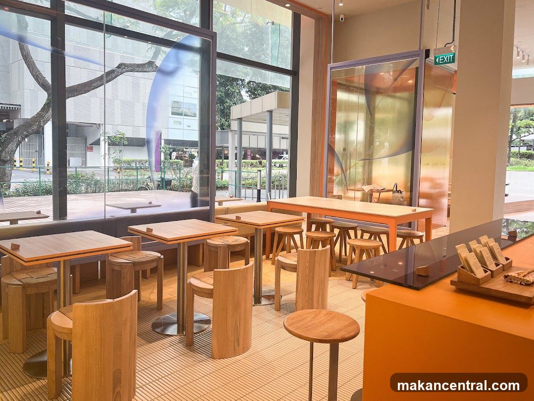 Modern Cafe Interior with Wooden Furniture