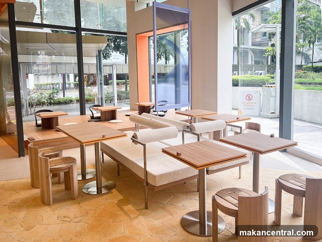 Modern Cafe Interior with Wooden Furniture