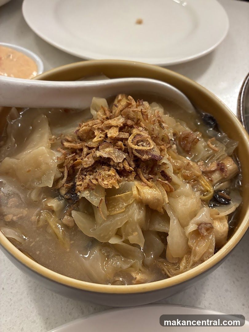 Bowl of soup with fried onions