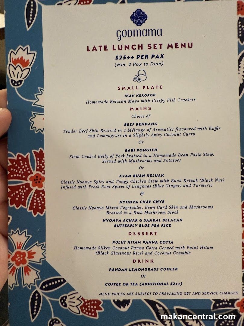Godmama Late Lunch Set Menu