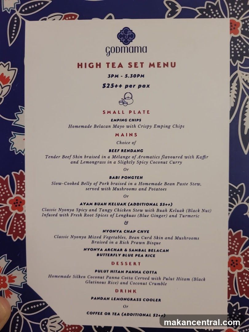 GODMama High Tea Set Menu