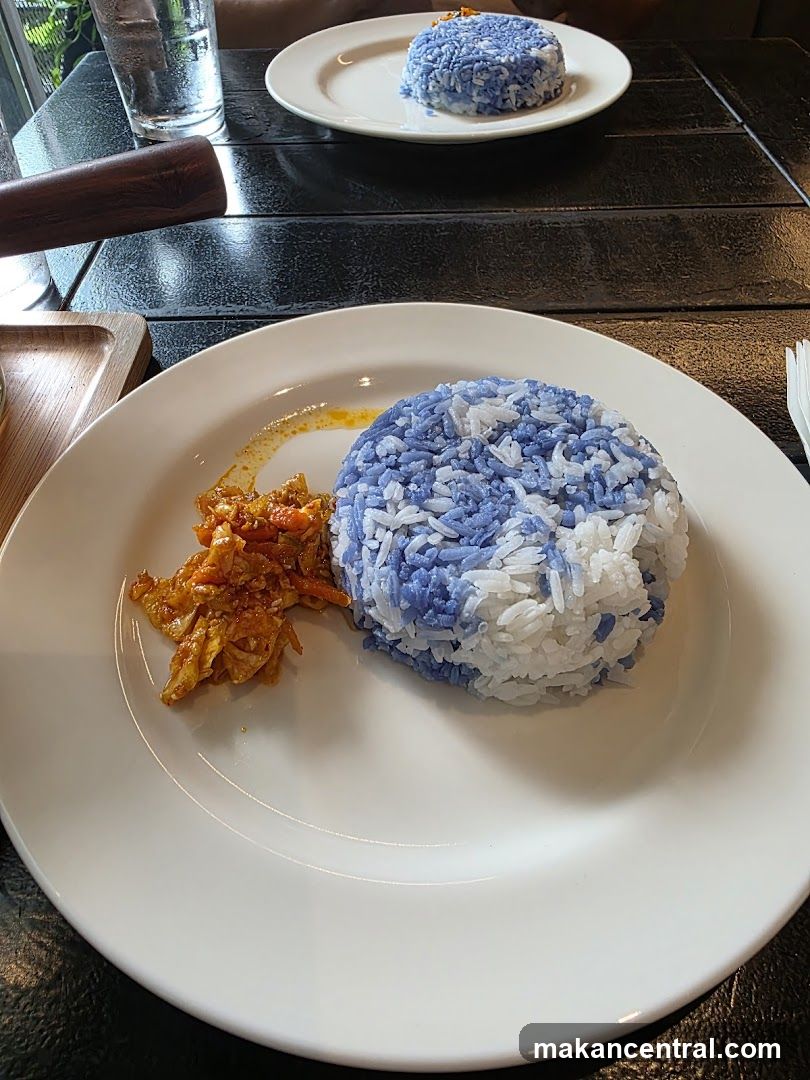 Blue and White Rice with Side Dish