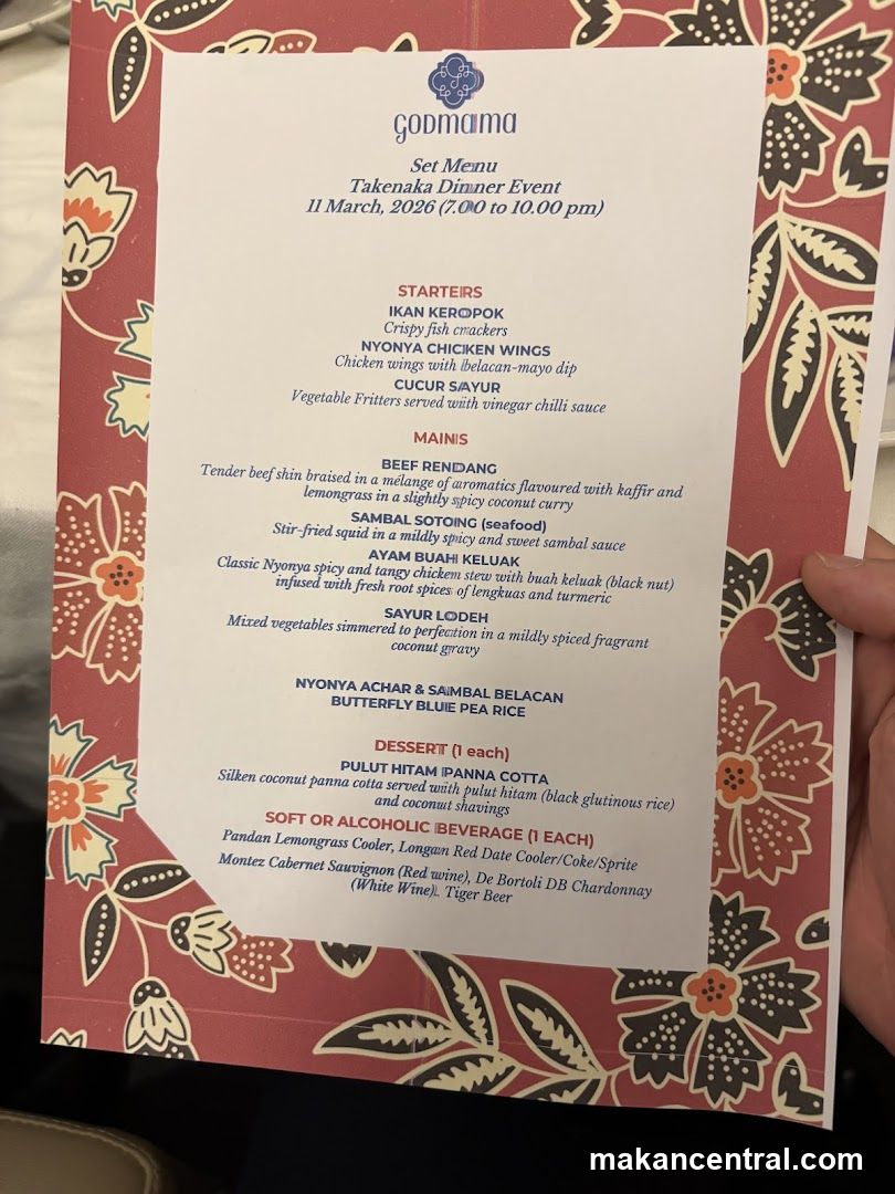 Godmama Set Menu Takenaka Dinner Event