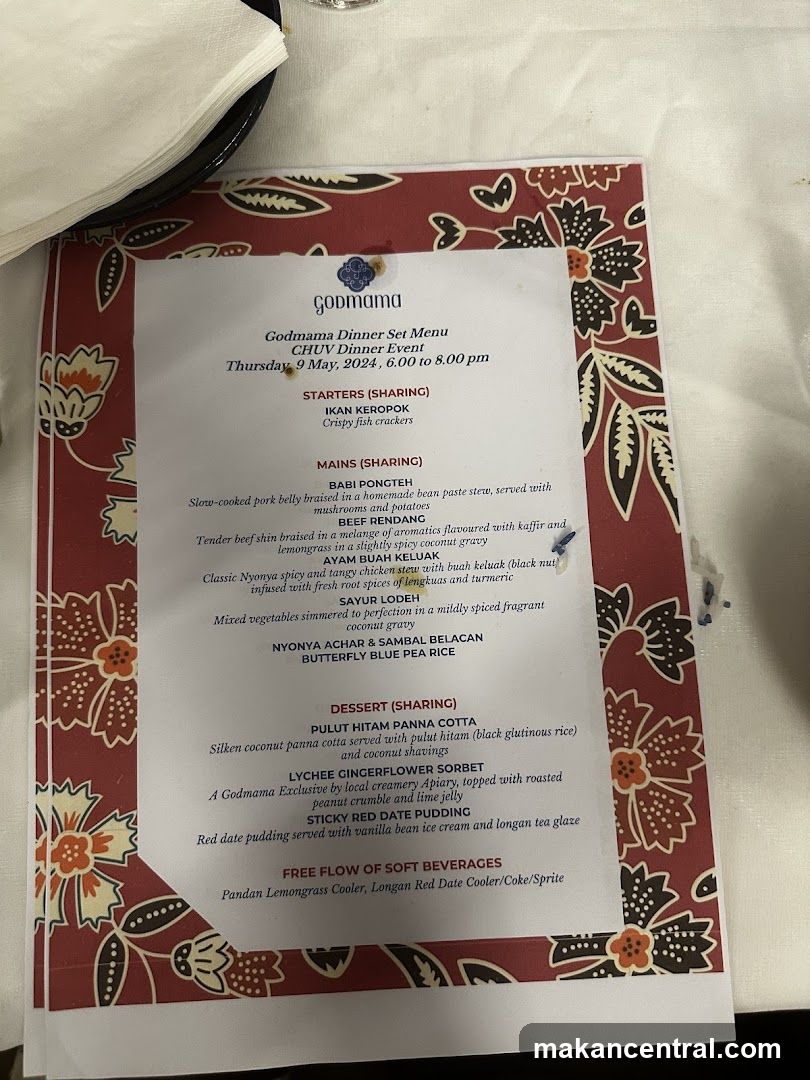 Godmama Dinner Set Menu