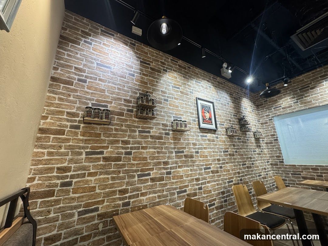 Restaurant Interior with Brick Wall