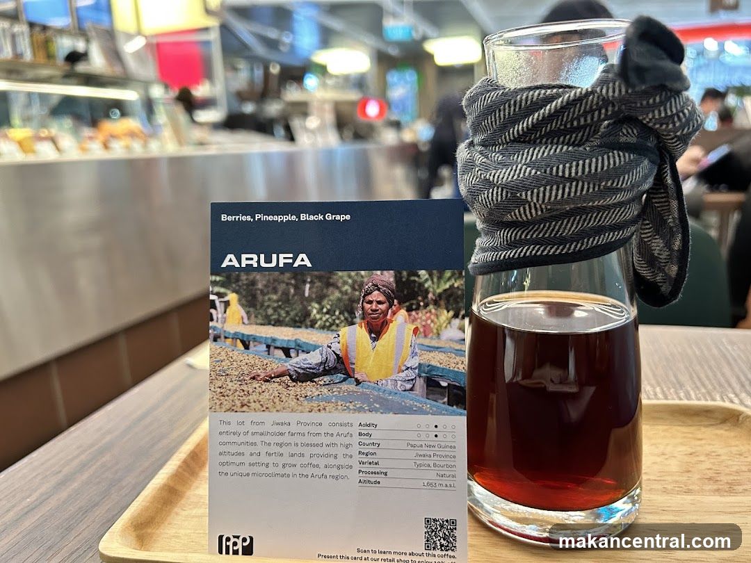 Coffee tasting card and drink