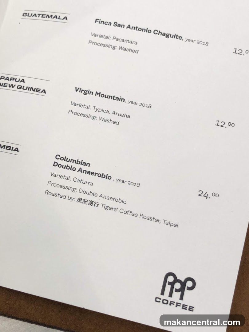 Coffee Menu