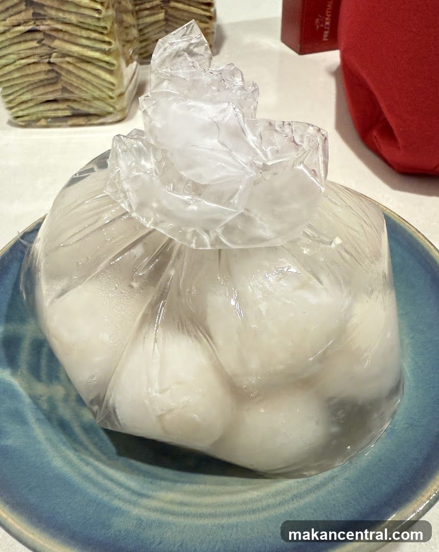Food in a bag on a plate
