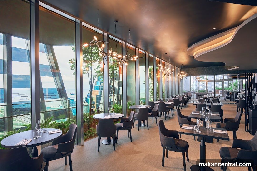 Elegant Restaurant Interior with City View