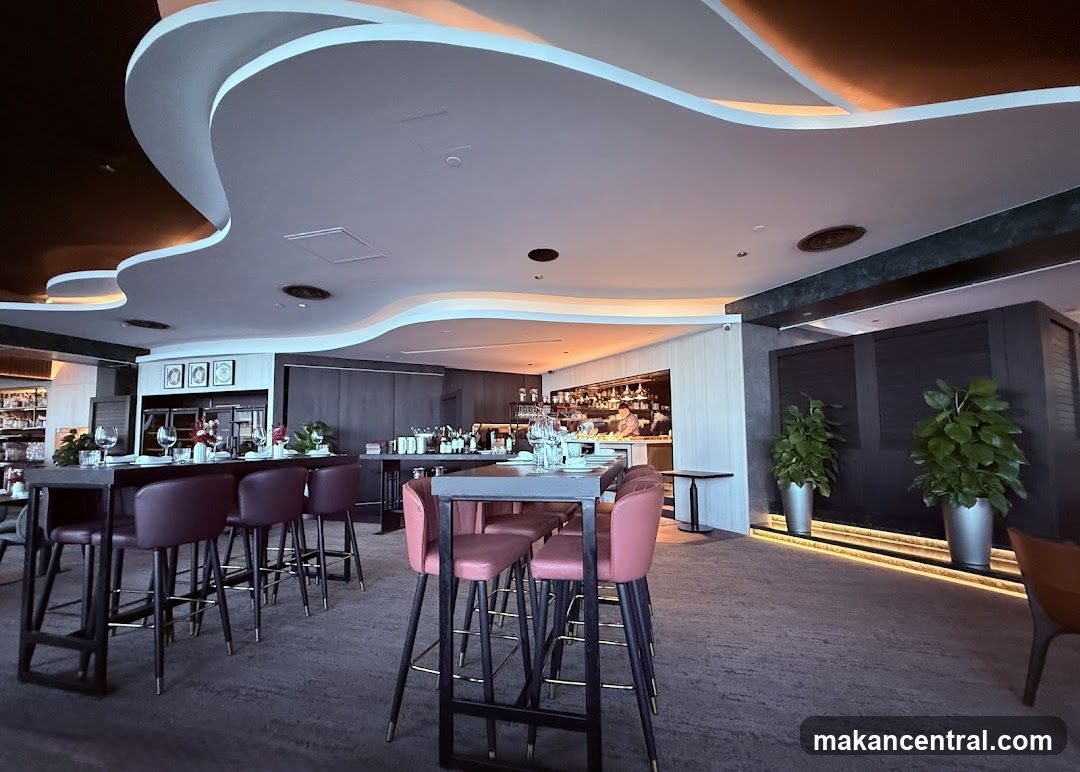 Modern Restaurant Interior with Bar Seating