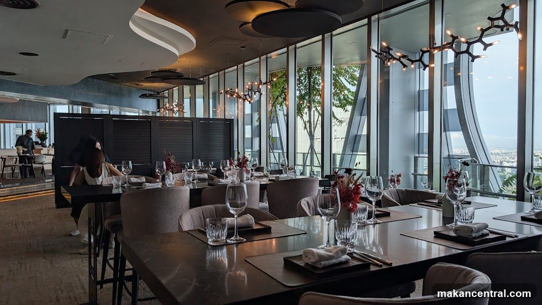 Elegant Restaurant Interior with City View