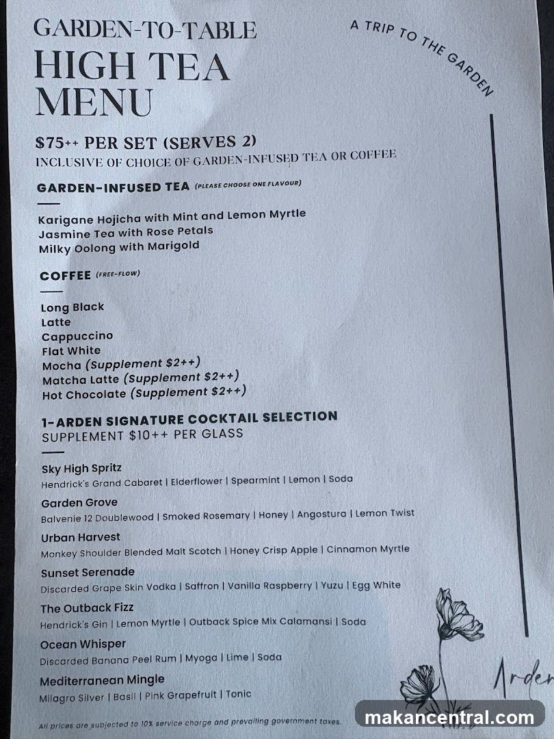 GARDEN-TO-TABLE HIGH TEA MENU