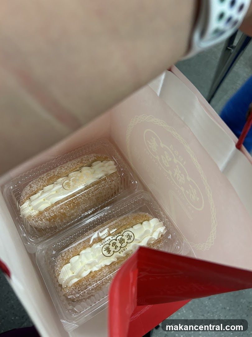 Cream-filled pastries in a bakery bag