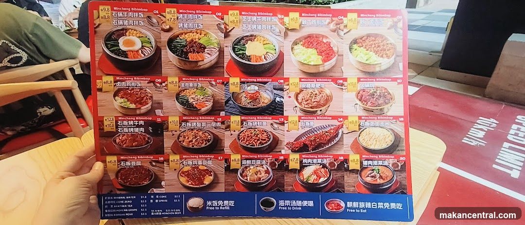 Mincheng Bibimbap Menu