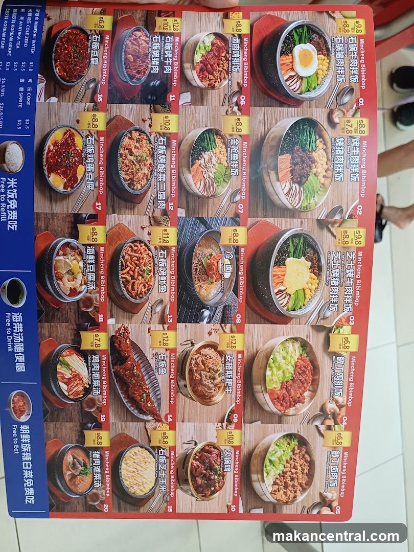 Mincheng Bibimbap Menu