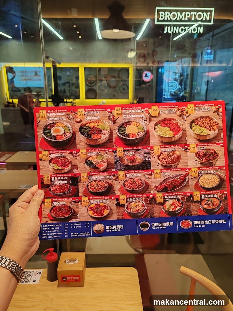 Menu with Bibimbap Dishes