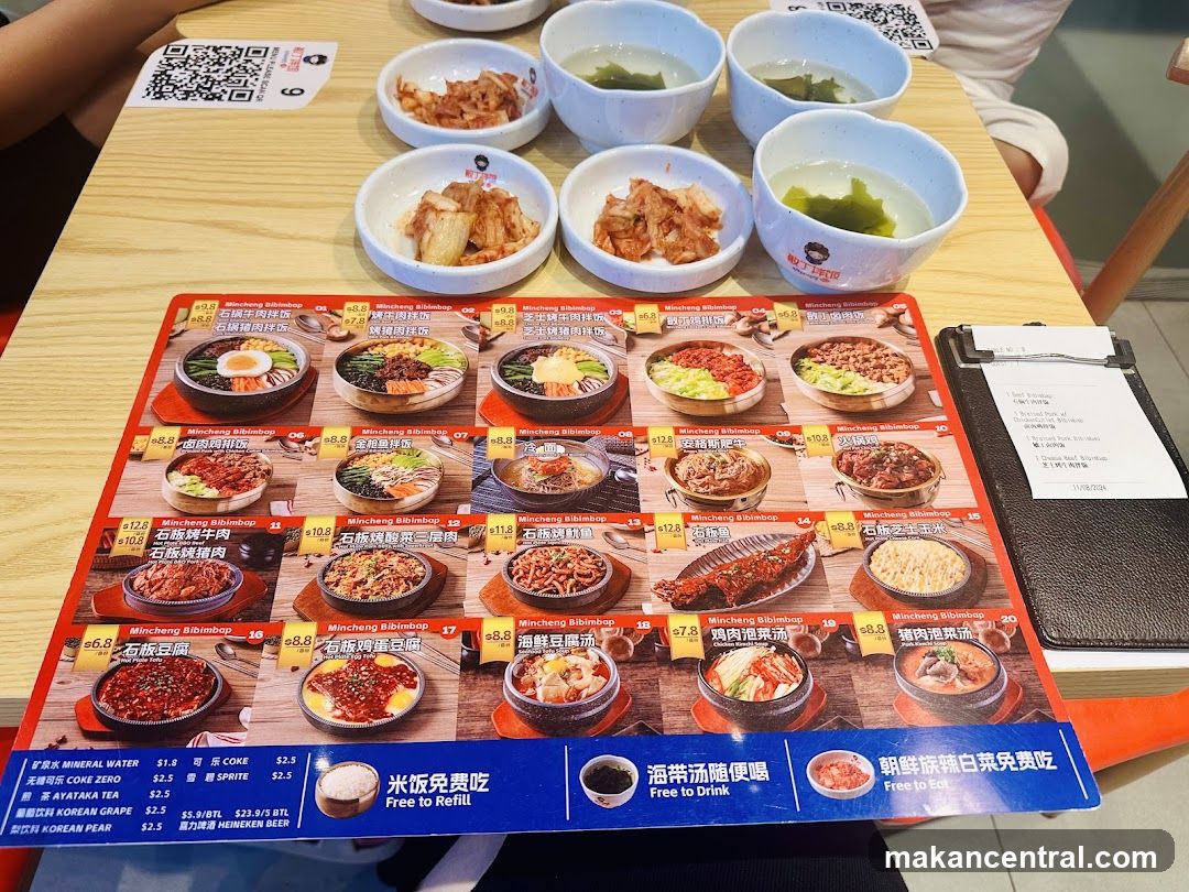 Mincheng Bibimbap Menu