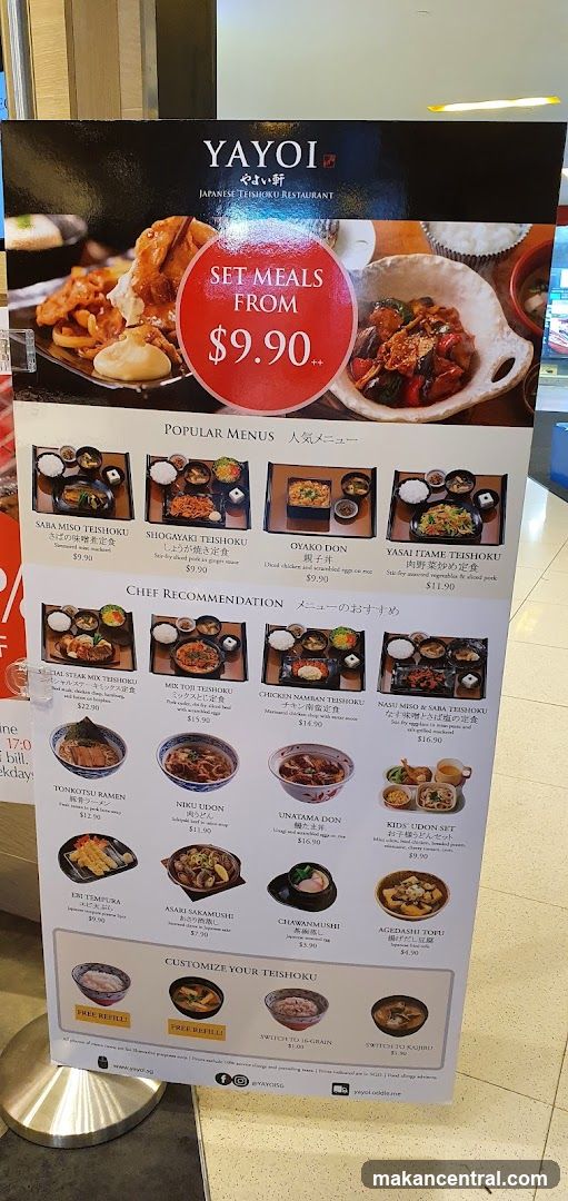 Yayoi Japanese Teishoku Restaurant Menu