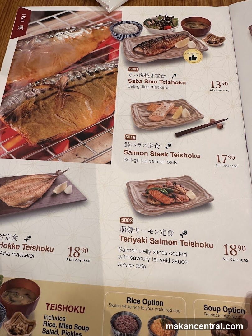 Fish Teishoku Menu