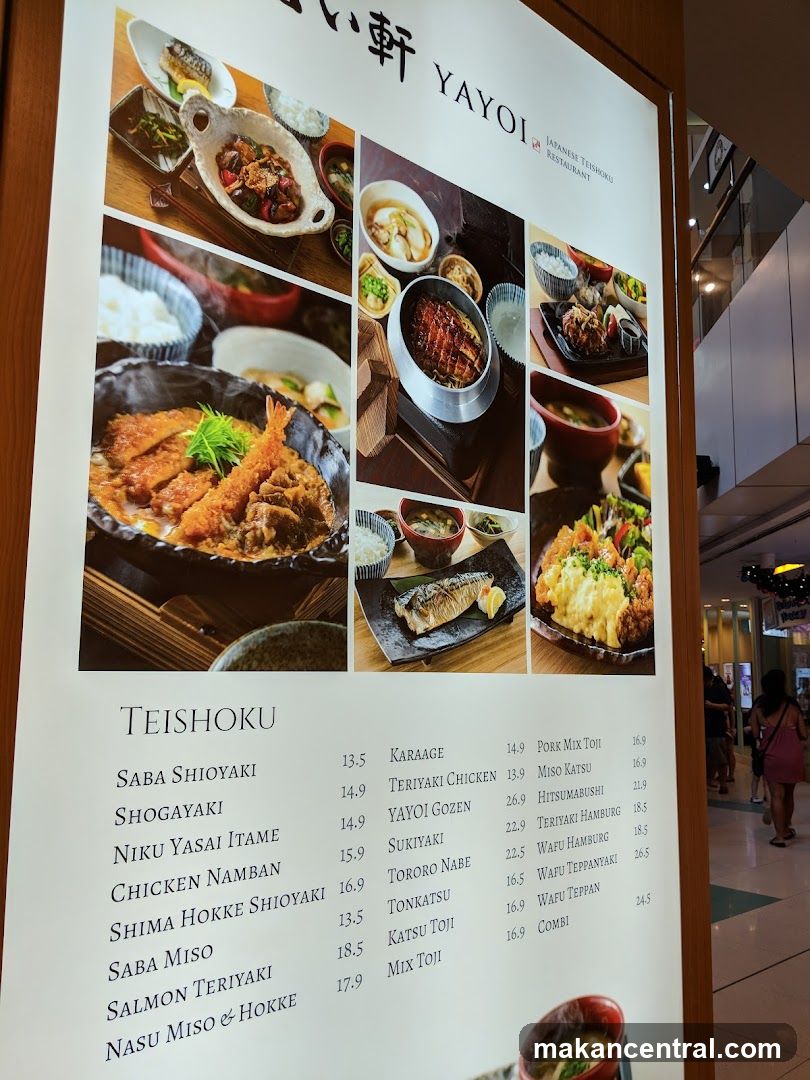 YAYOI Japanese Teishoku Restaurant Menu