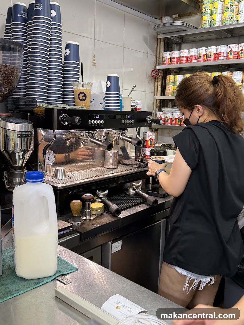 Barista preparing coffee