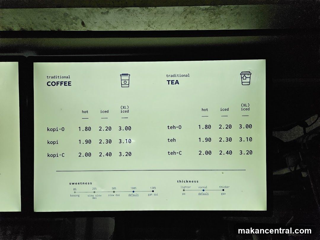 Traditional Coffee and Tea Menu