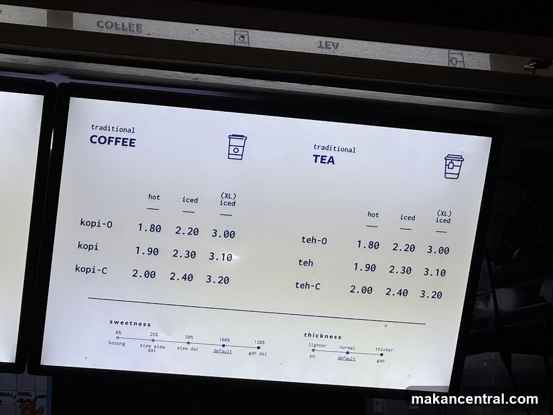 Traditional Coffee and Tea Menu