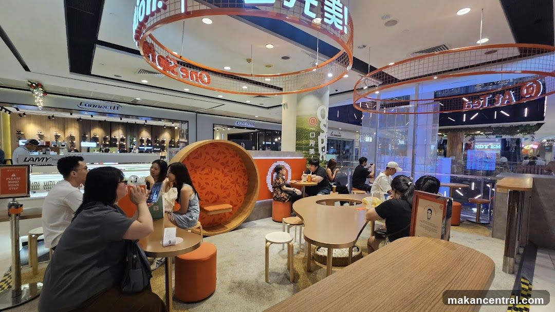 Interior of a modern cafe with customers