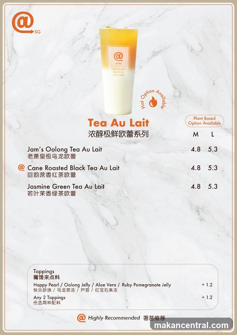 Tea Au Lait Menu