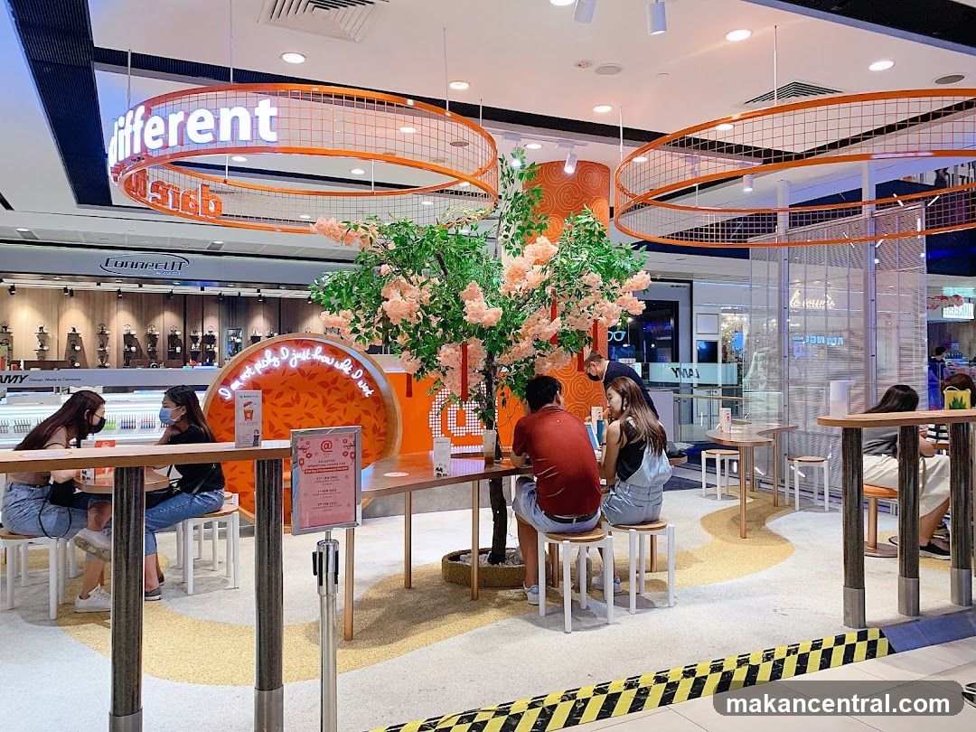 Interior of a cafe with customers