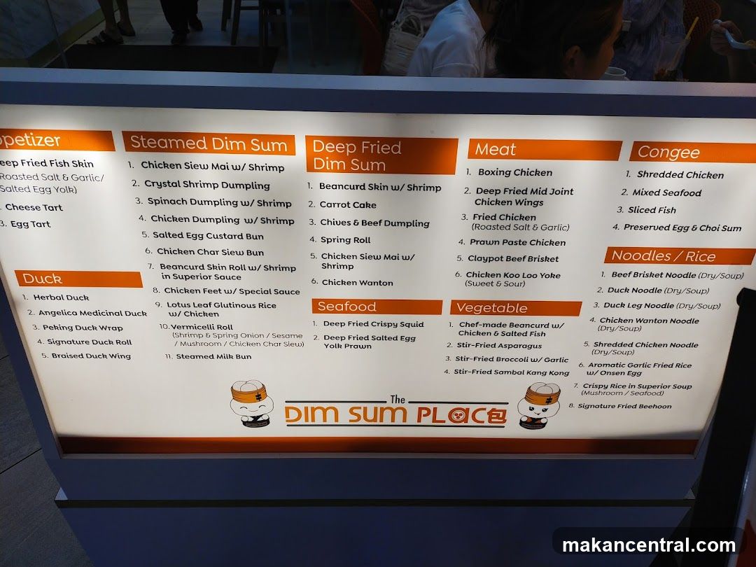 The Dim Sum Place Menu