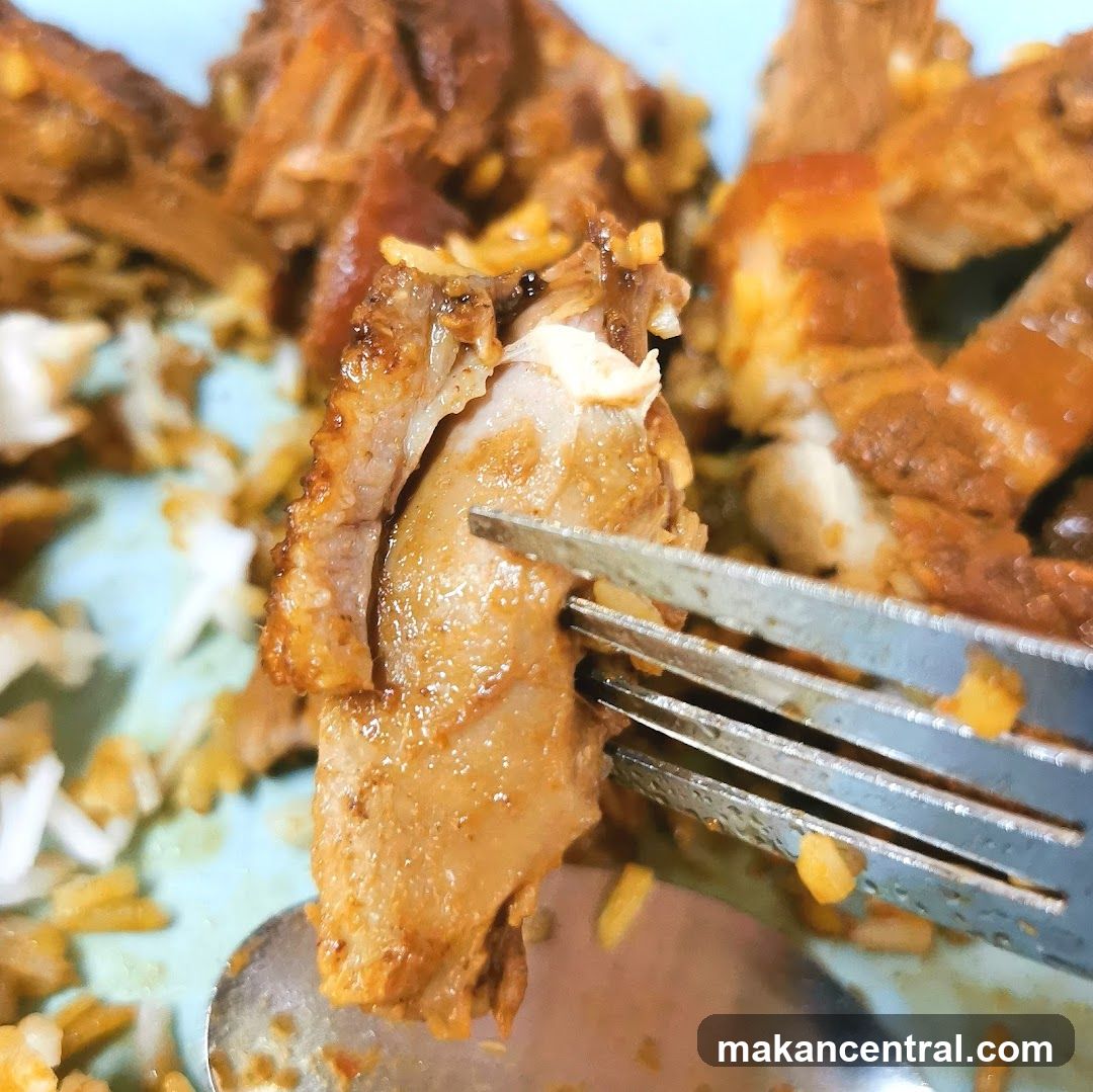 Close-up of Pork Belly with Rice