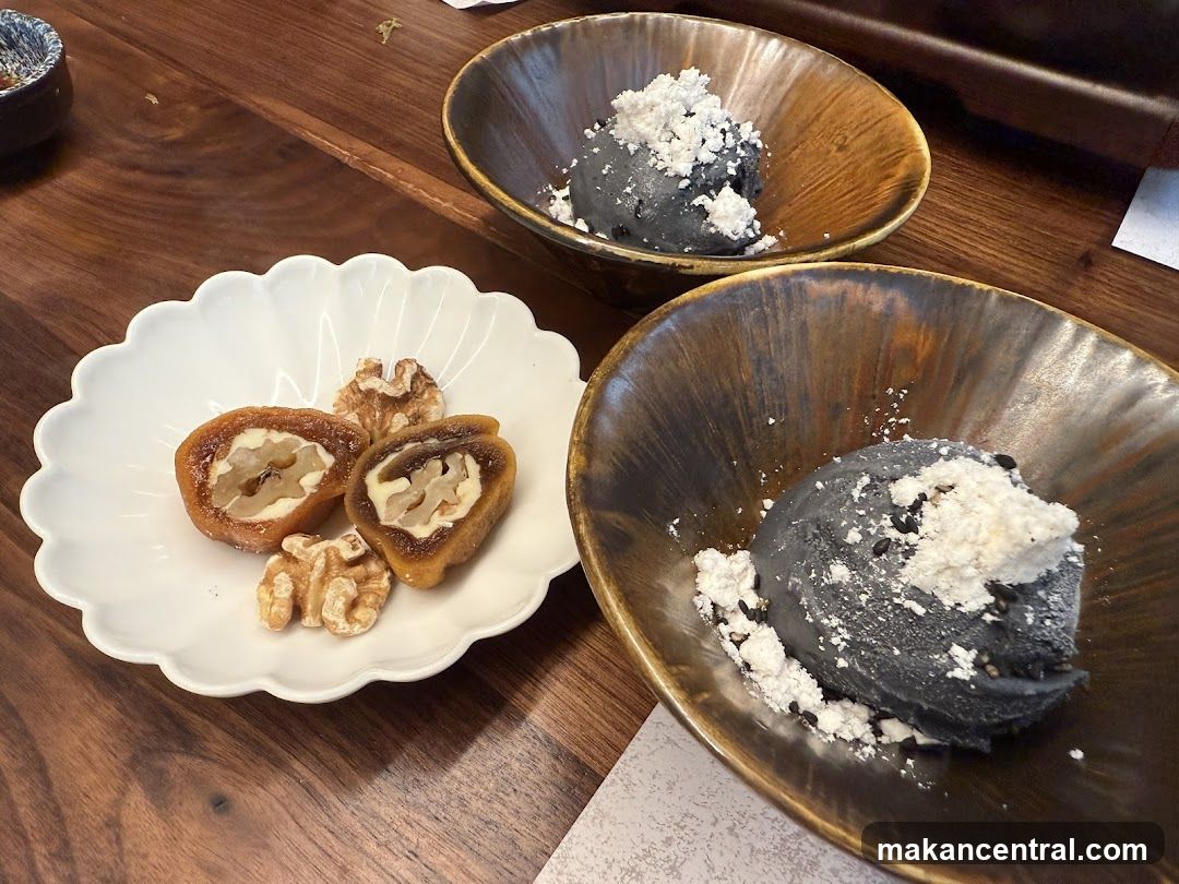 Dessert with Walnuts and Ice Cream