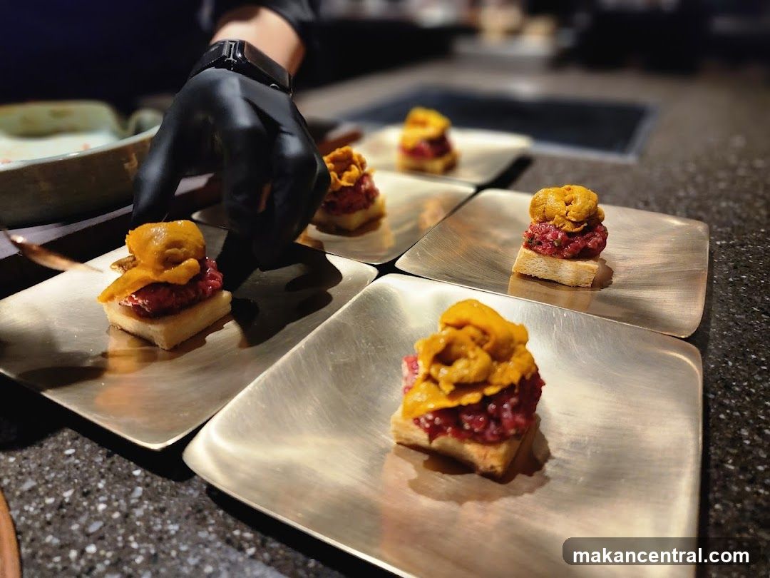 Chef preparing tartare appetizers