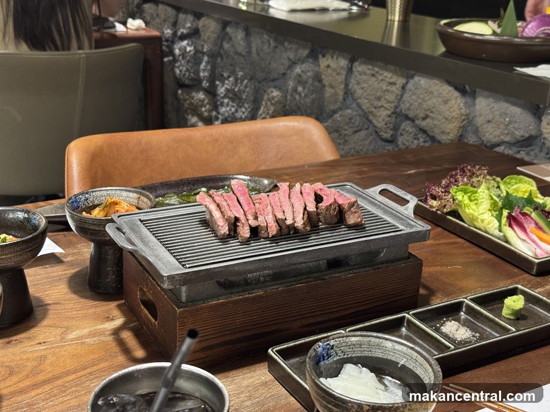 Grill with Sliced Beef and Side Dishes