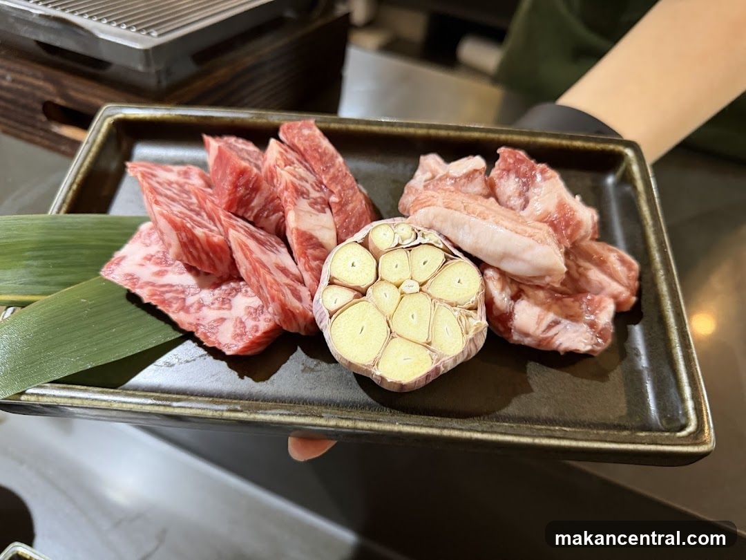 Raw Meat and Garlic Platter
