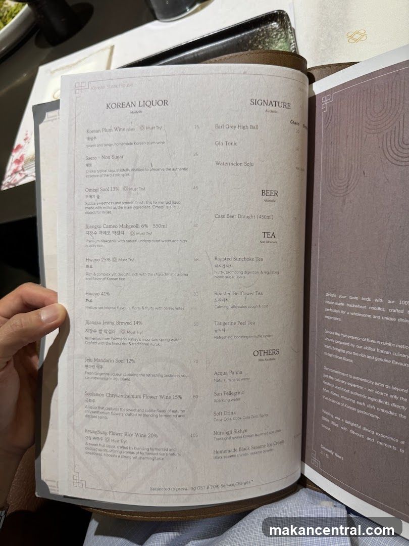 Korean Steak House Menu