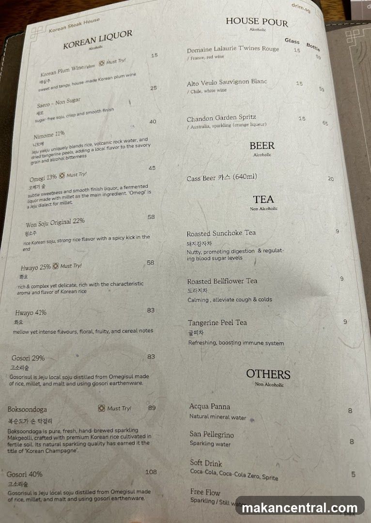 Korean Steak House Menu
