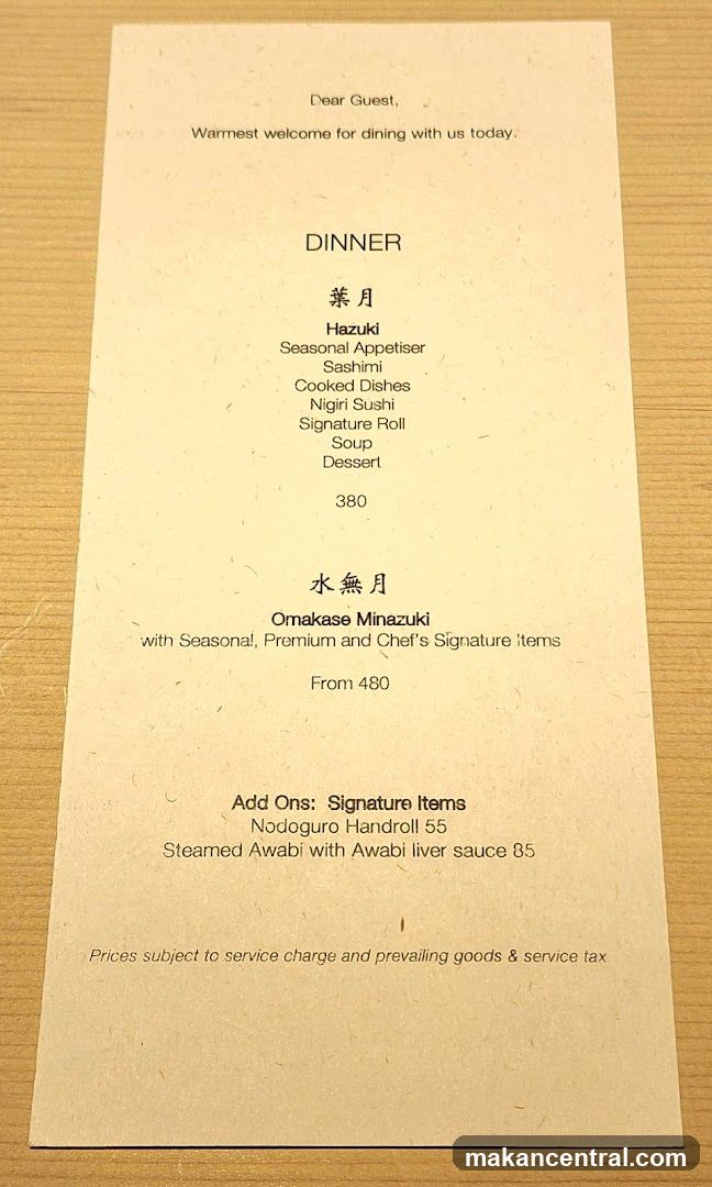 Dinner Menu