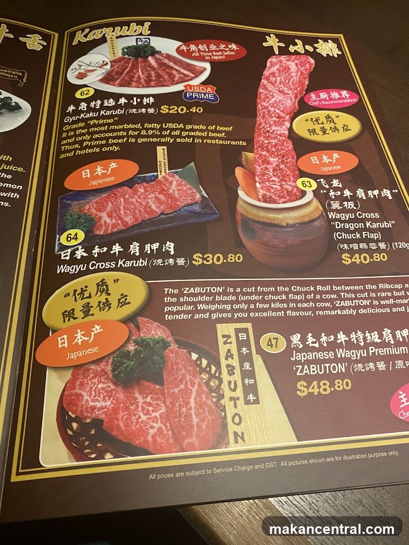 Karubi Menu