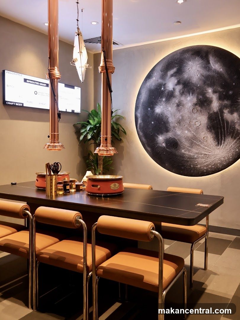 Modern Dining Area with Moon Decor
