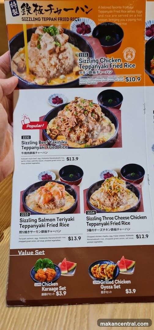 Sizzling Teppanyaki Fried Rice Menu