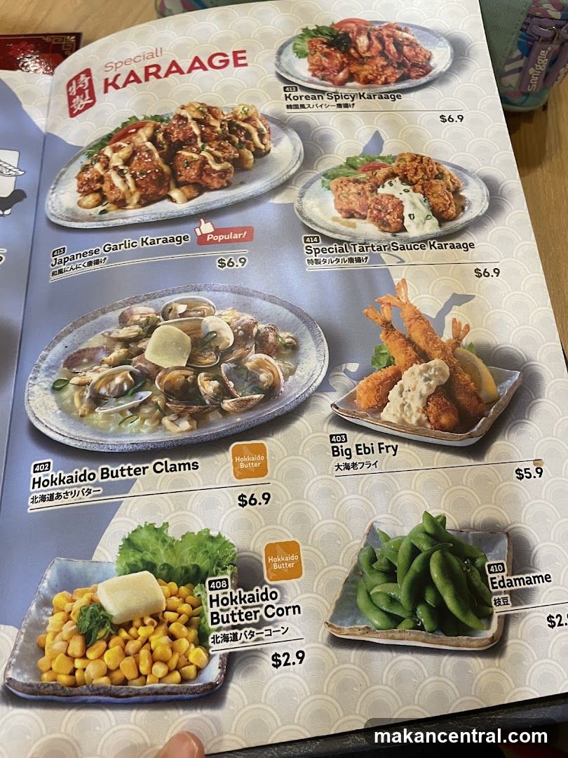 Special Karaage Menu