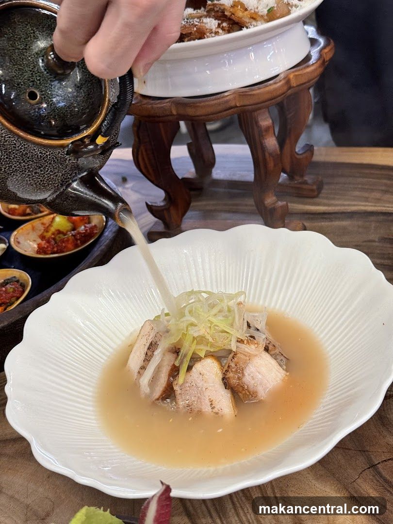 Pouring Broth Over Dish