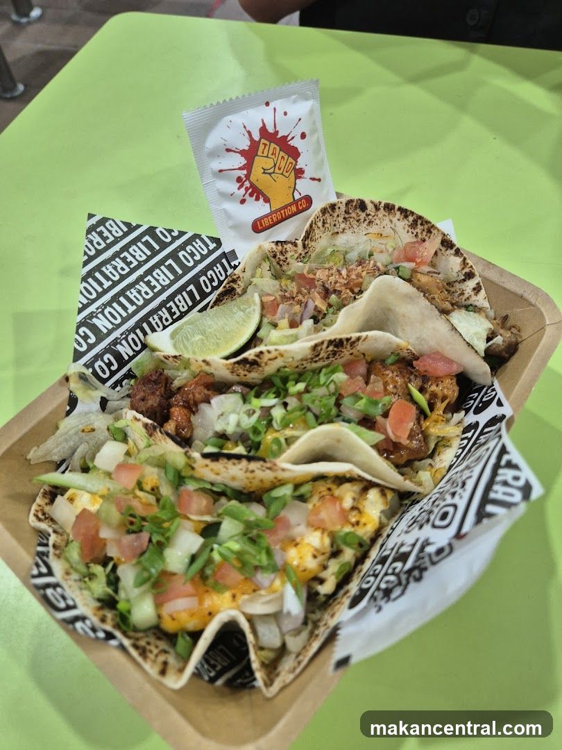 Tacos with Taco Liberation Co. branding